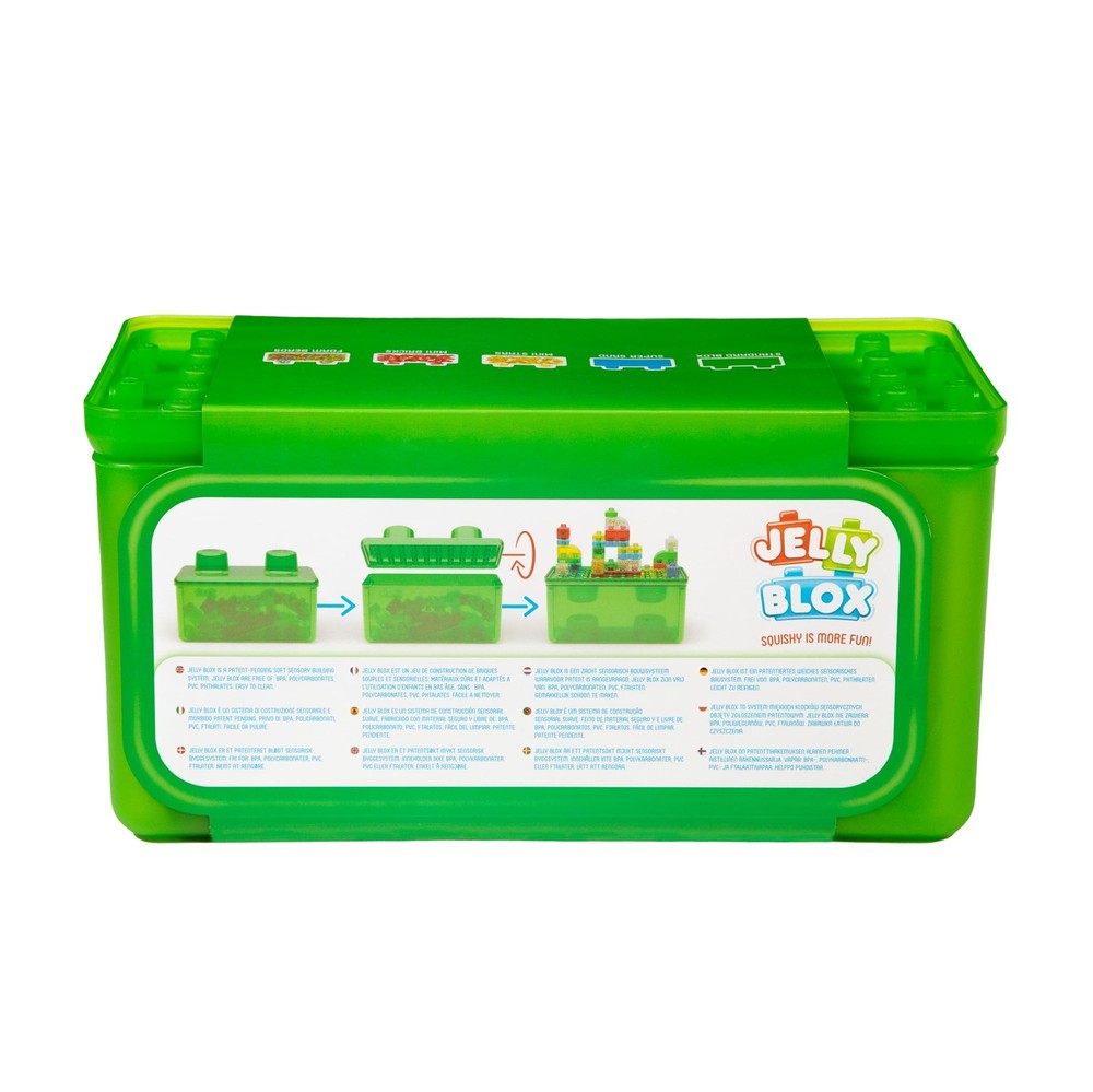 Jelly Blox Stash 'N Stack 2-in-1 Storage Case with 30 Medium, Multicolor