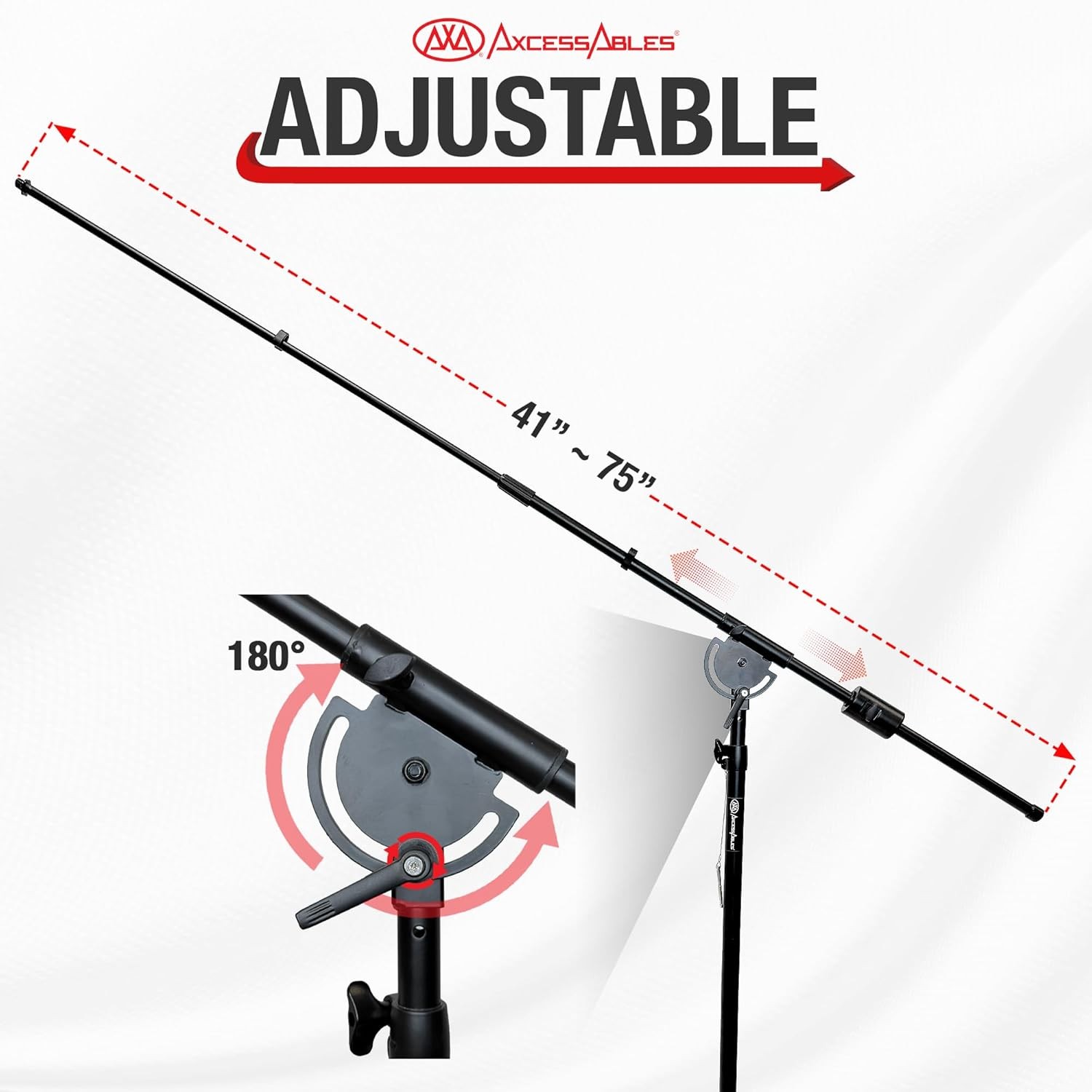 AxcessAbles AXCMB-T Heavy Duty Microphone Boom Stand with Weighted Tripod Base |