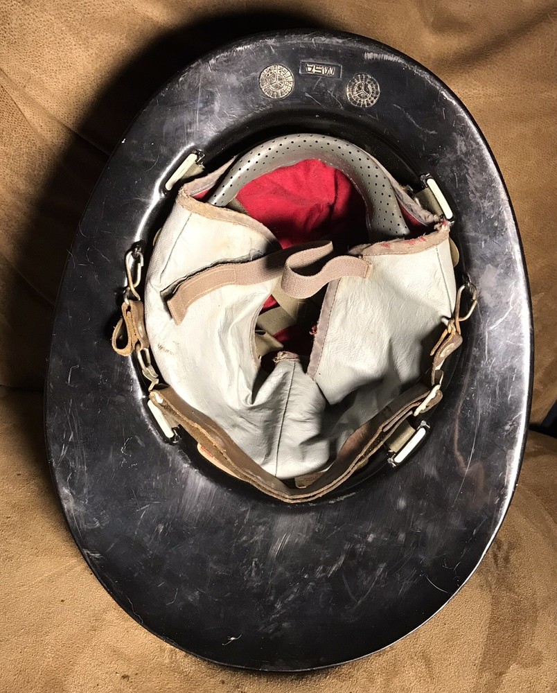 Antique MSA Fire Helmet with Leather Front Piece NEWTON SQUARE