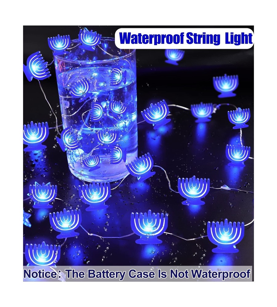 TURNMEON [Timer 10 Ft 30 LED Hanukkah Decorations Lights Menorah String Light...