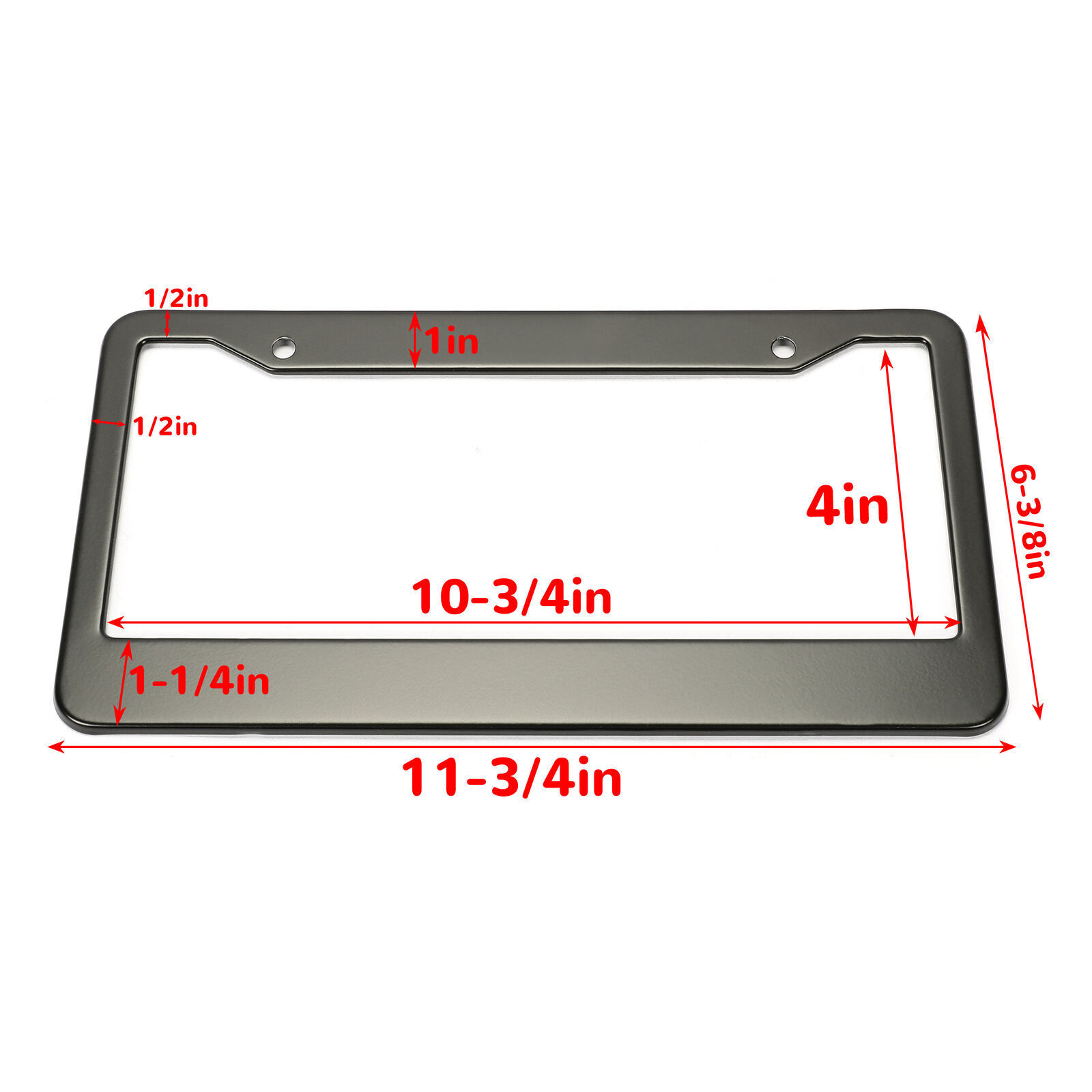 2PCS Black Stainless Steel Universal License Plate Frame Tag Cover Screw Caps