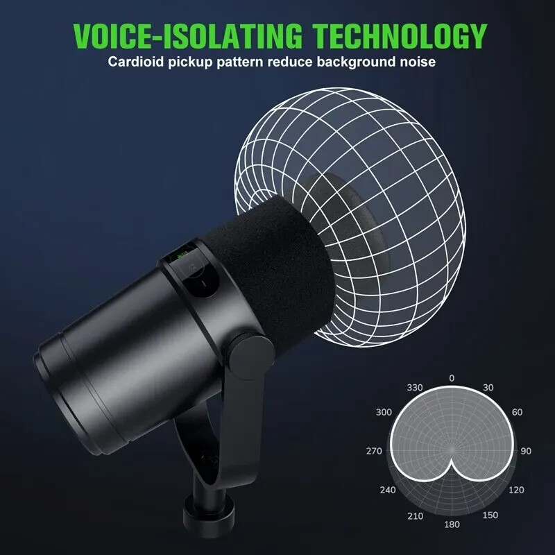 Professional USB/XLR Dynamic Microphone for Broadcast Podcast & Recording Studio
