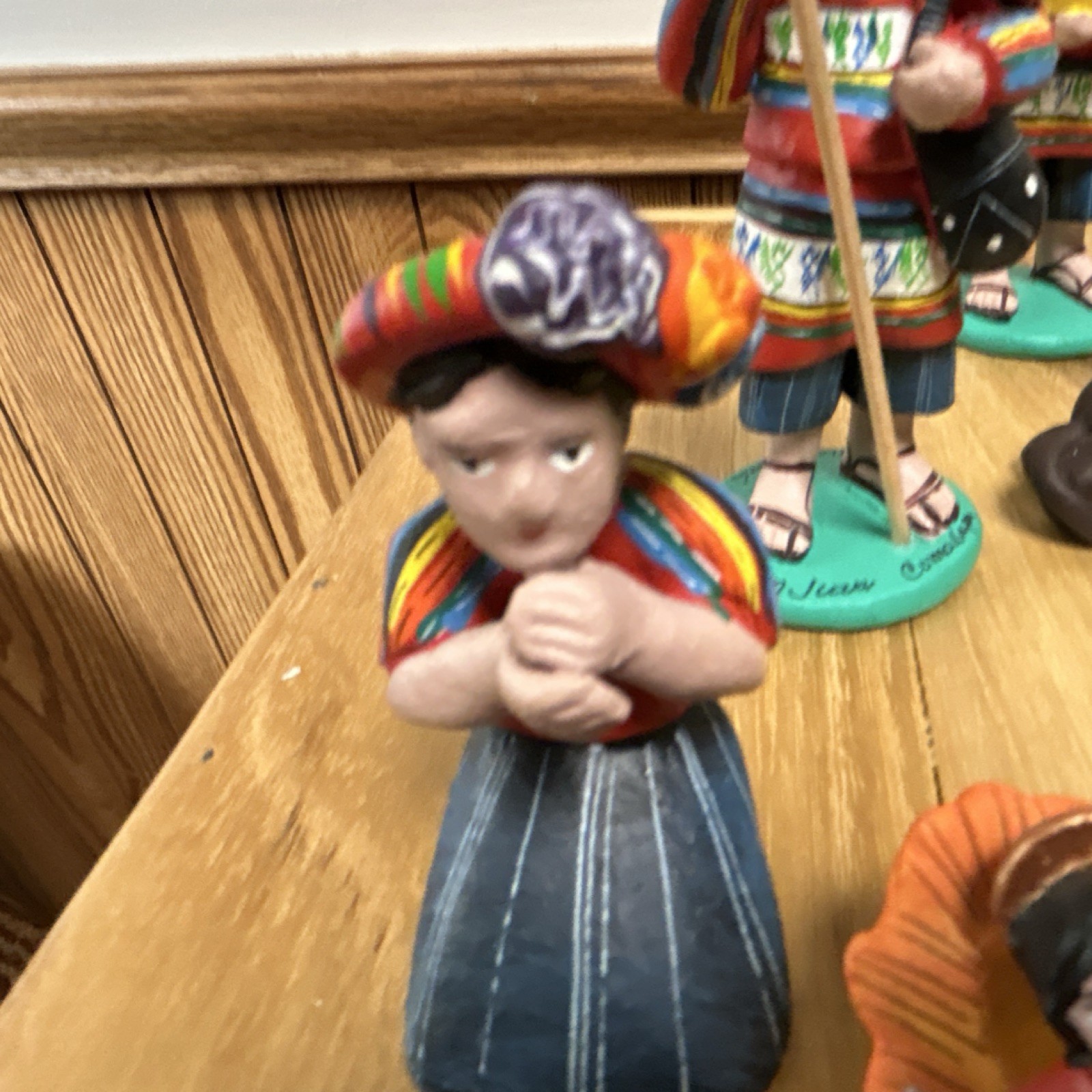 Handmade Peruvian Folk Art Figurine Set Signed San Juan Comalapa’