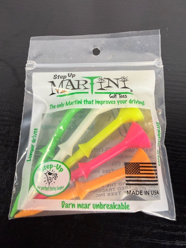 Martini Golf 3-1/4" Durable Plastic Step-Up Tees | Consistent Height | 5 Pack