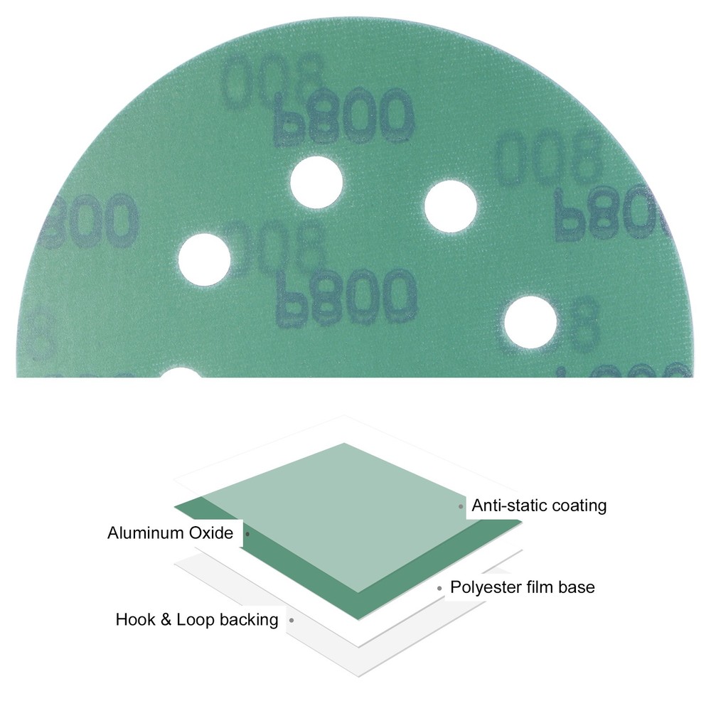 25pcs Sanding Discs 5 Inch 8-Hole 800 Grit Hook & Loop Discs