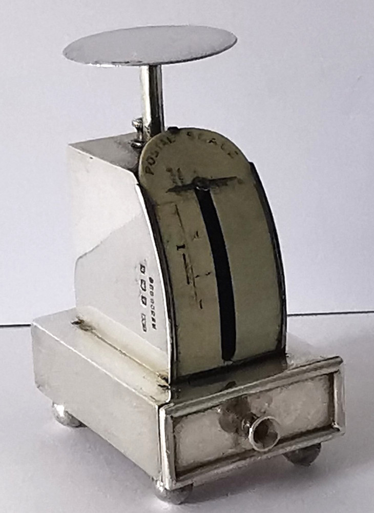 Solid Silver Postal Scales & Double Stamp Box Combi - Birm. 1907.