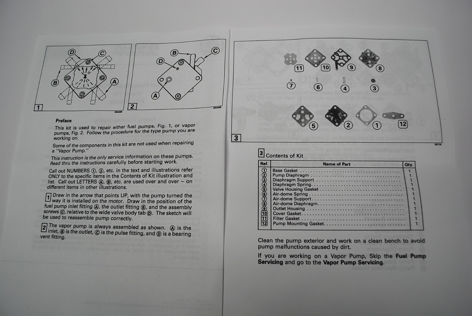 New Johnson Evinrude OEM Outboard Fuel Pump Repair Kit 393088 BRP/OMC