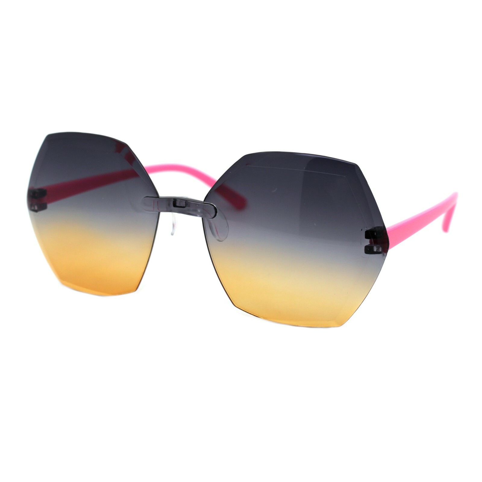 Girls Fashion Sunglasses Stylish Oversized Rimless Hexagon Shape Shades