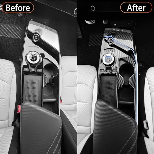 2PCS Gear Shift Panel Trim Covers Compatible with Kia EV6 Carbon Fiber Pattern