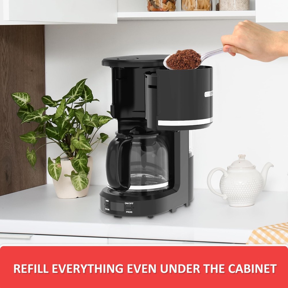 KITCHENTREND 10-Cup Programmable Coffee Maker Permanent Filter Removable W