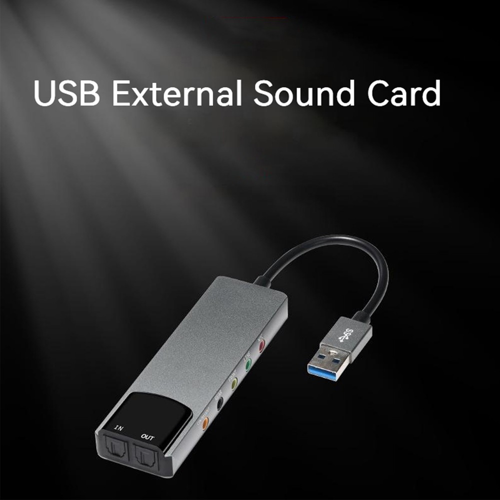 New Aluminum AlloyUSB Optical Fiber SPDIF Card Computer External Multi-FunctionB