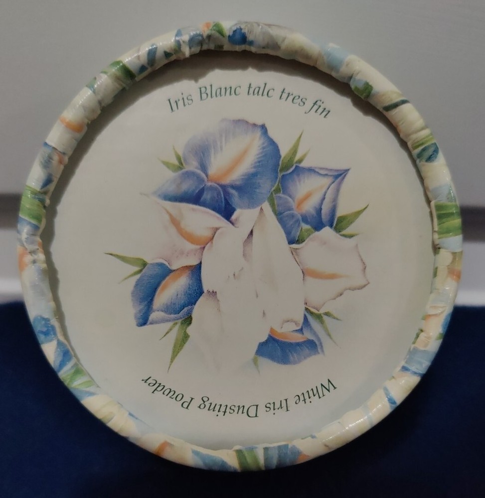 VTG Bronnley Dusting Powder White Iris Round Box Almost Empty