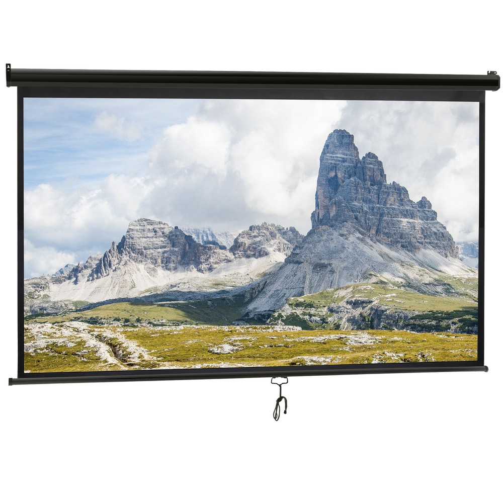 Indoor Outdoor 100" Pull Down Projector Screen 16:9 HD 160 Degree Viewing Angles