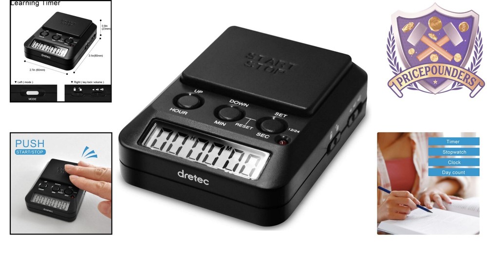 Ergonomic Large Button Timer - Stopwatch & Countdown Functions for Focused Tasks