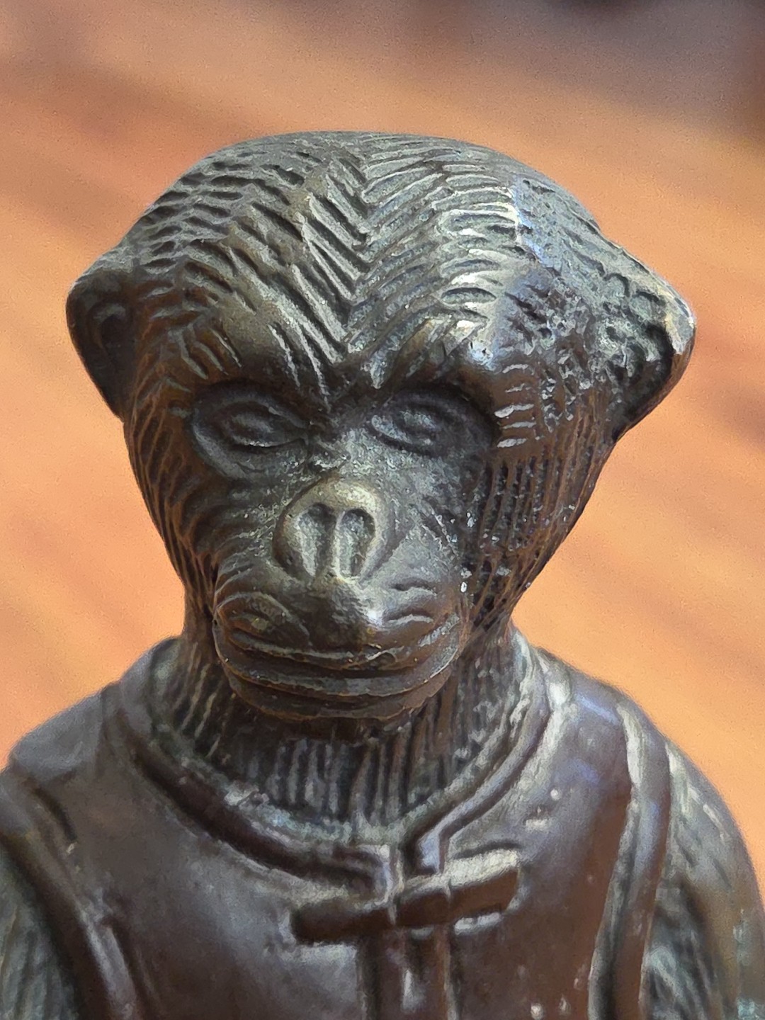 Antique Vienna Bronze Monkey Sculpture with Candle Holder 6.5" #2