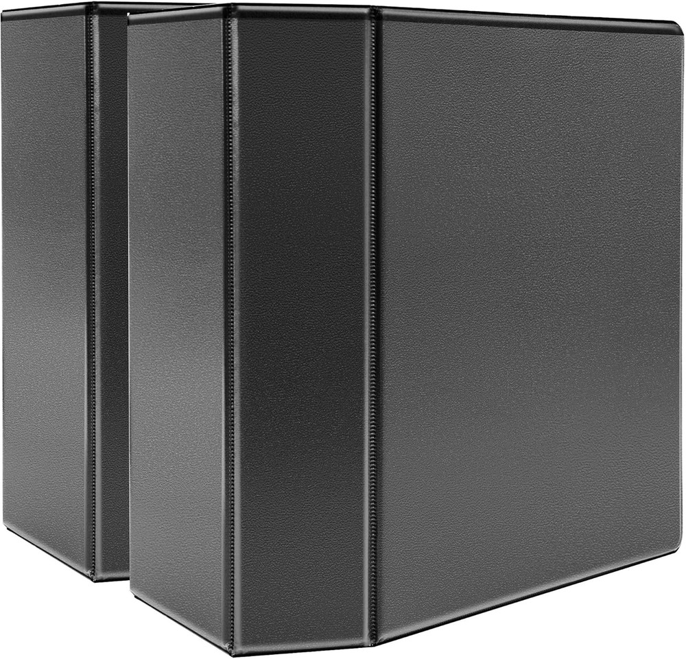 5 inch Binder Heavy Duty 3 Ring Customizable View D-Ring 2-Pack Black