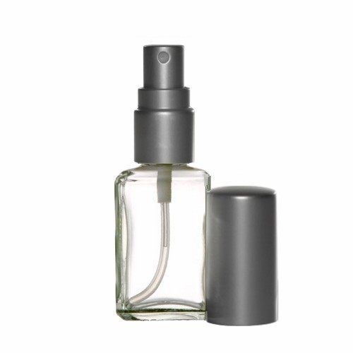 Perfume Cologne Atomizer Empty Square Glass Spray Bottle Matte Silver .50oz 15ml