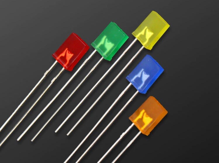 25pcs 2x5x7mm Blue, Green, Orange, Red, Yellow Rectangular Square Diffused LED