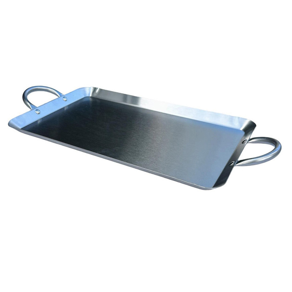 19" Rectangular Stainless Steel Serving Platter Ottoman Tray for Dining, Buffet