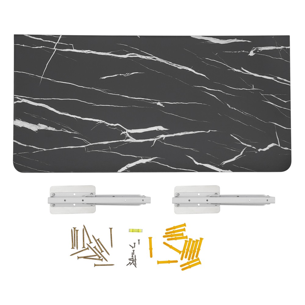 Wall Mounted Folding Table Black Floating Desk Drop Leaf Dining Table 80*40cm