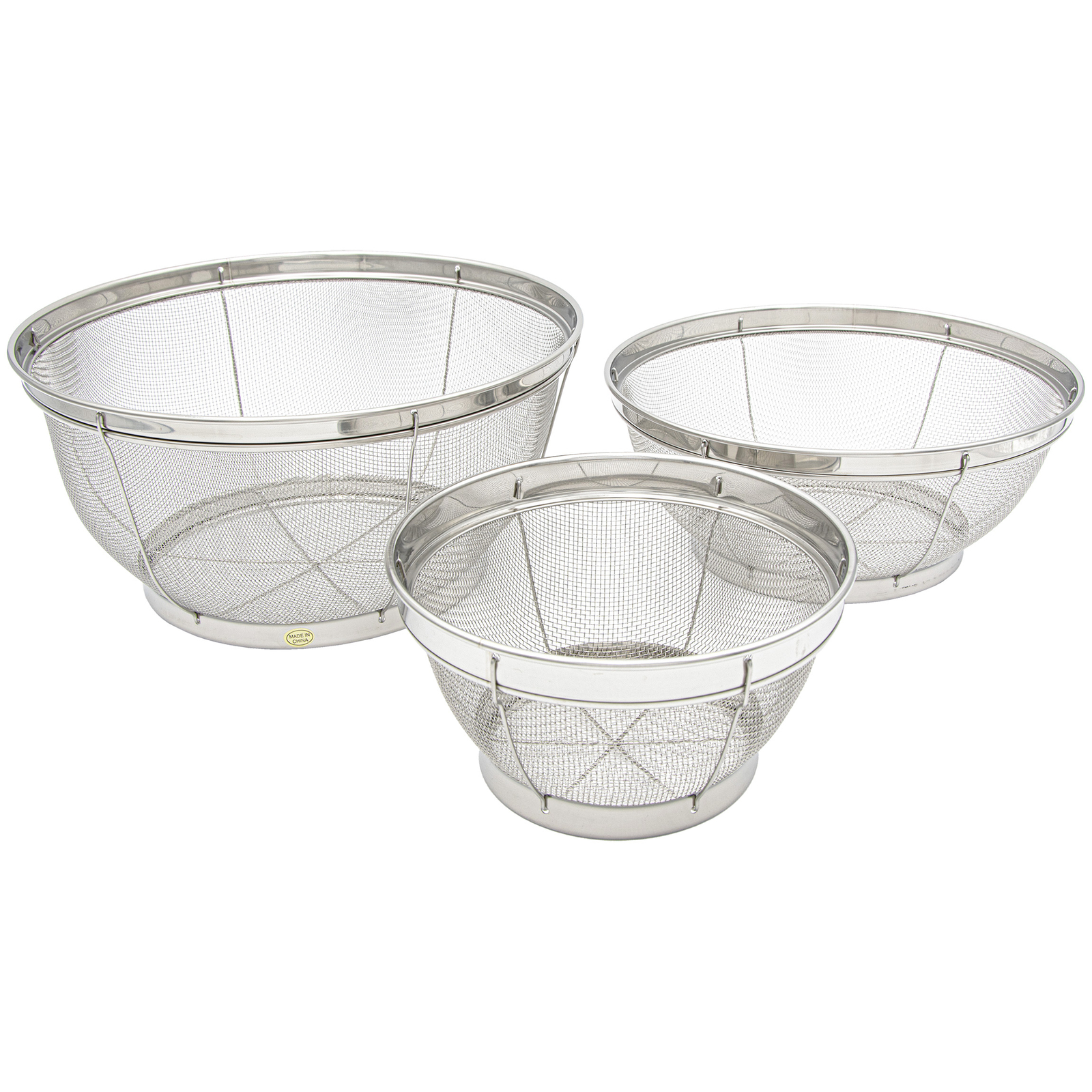 Kitchen-Rite Stainless Steel Mesh 3-Piece Colander Set
