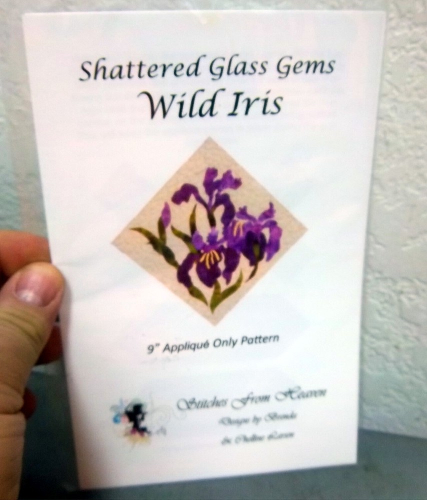 Shattered Glass Quilt pattern, WILD IRIS, by stitches from heaven, 9" pattern