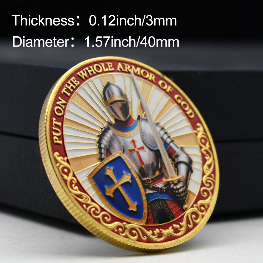Christian Knight Armor of God Challenge Coin Religious Collectibles Medal Gift