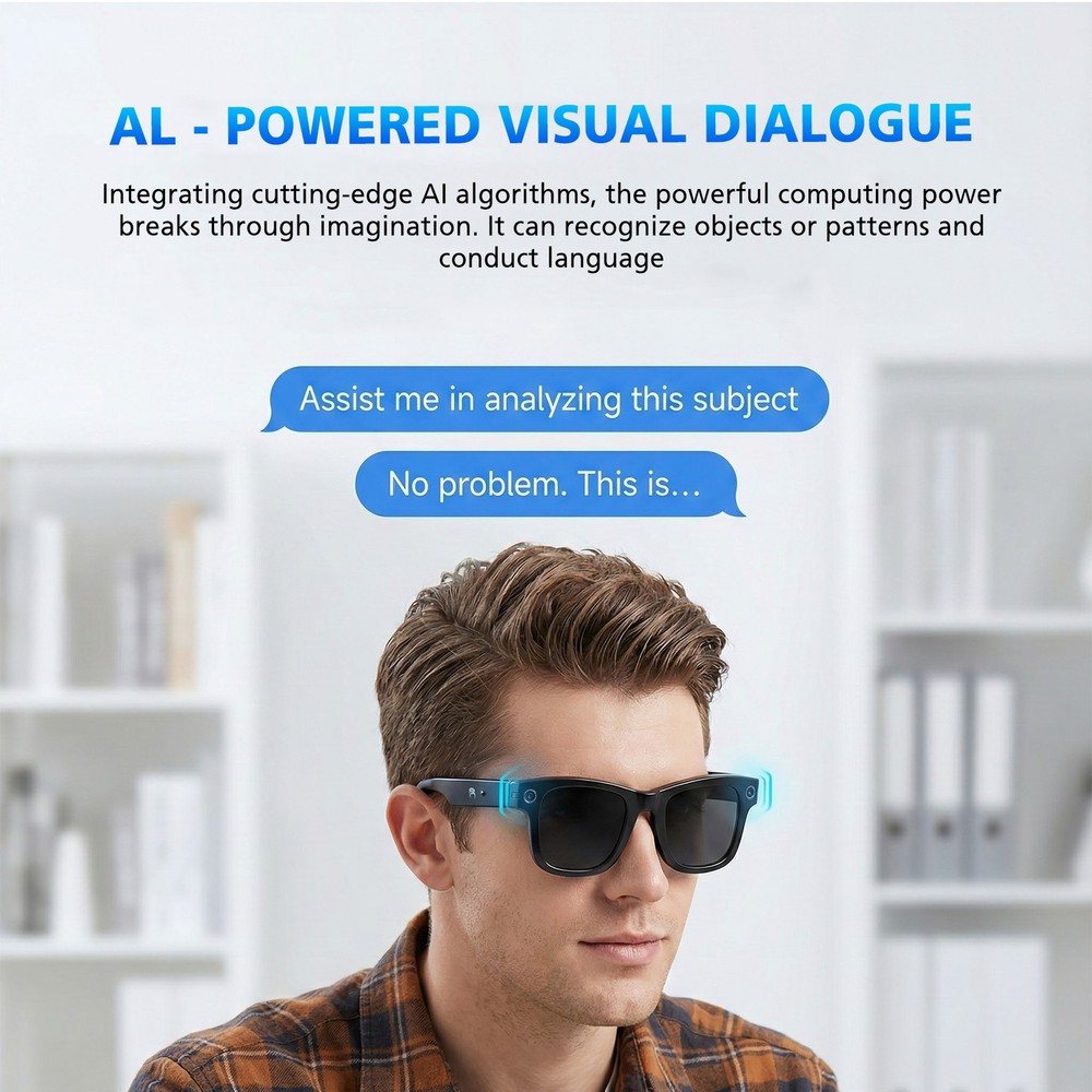 AI Smart Glasses with Camera Bluetooth Open-Ear Audio Voice Assistant Translate