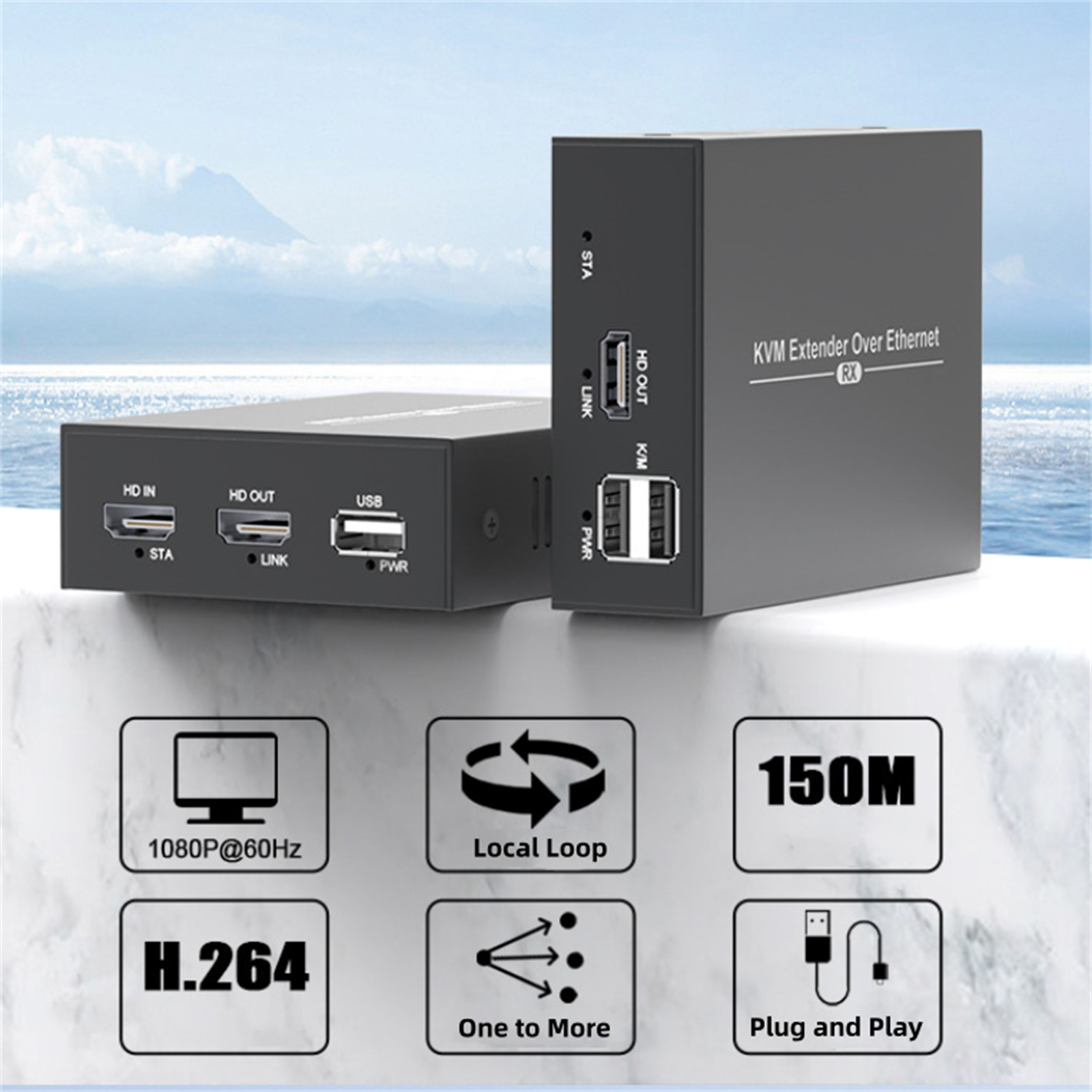 New 150M HDMI KVM Extender over IP Cat5e/6 Cable USB Extender for Mouse keyboard