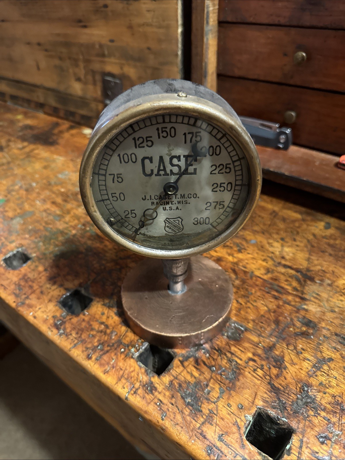 ANTIQUE J.I. CASE STEAM Gauge Farm /Steam Engine RACINE WISCONSIN TRACTOR