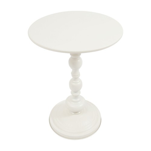 White Round End Table Sofa Side Table Retro Floor Standing Side Table