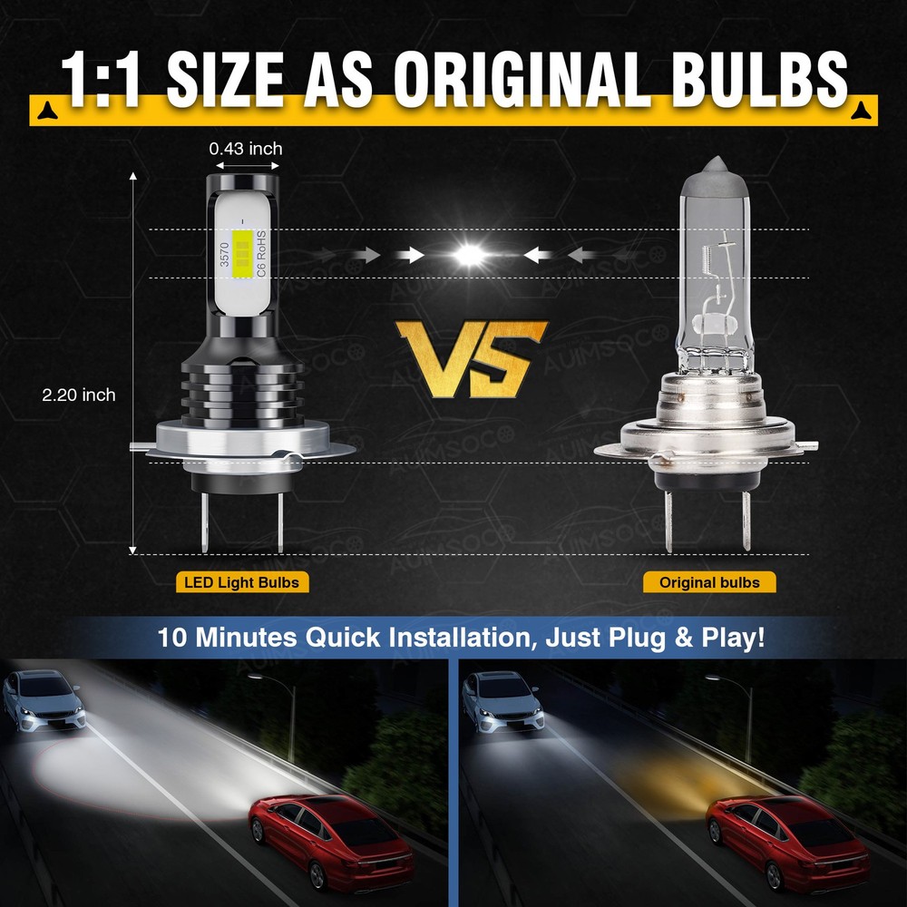 H7 LED Headlight High Low Beam Bulbs Conversion Kit Canbus Error Free 2x
