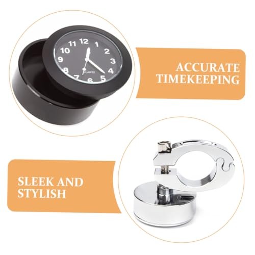 2pcs Waterproof Motorcycle Handlebar Clock, Chrome Dial Clock for 7/8" to 1"