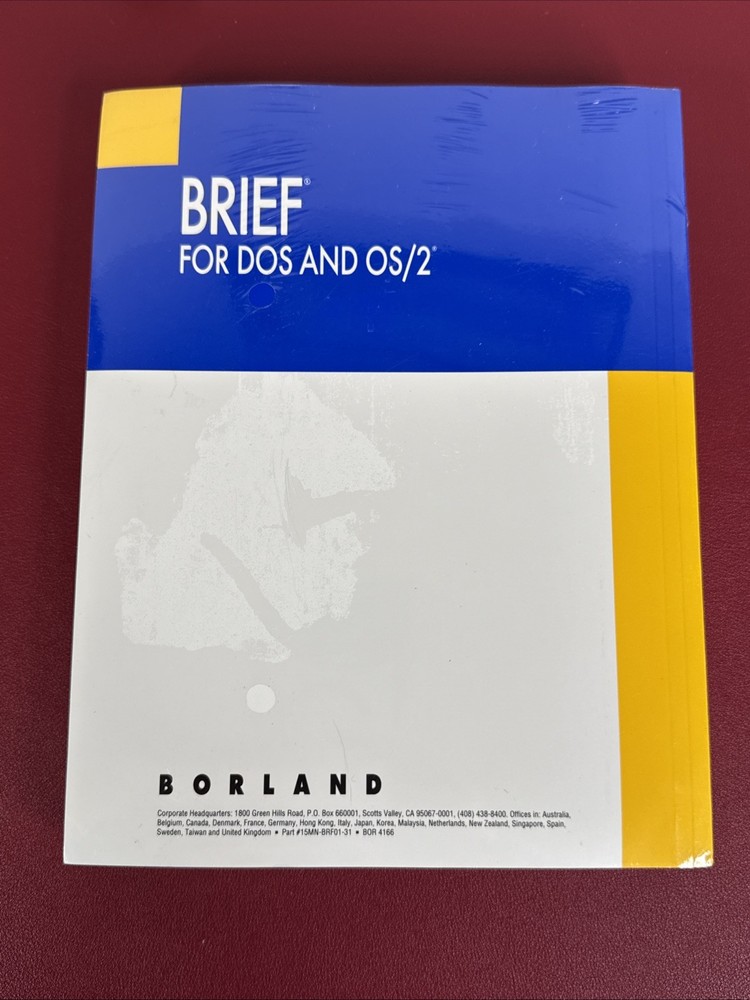 Borland BRIEF DOS and OS/2 User’s + Macro Guide 3.5" Floppy Software--NEW