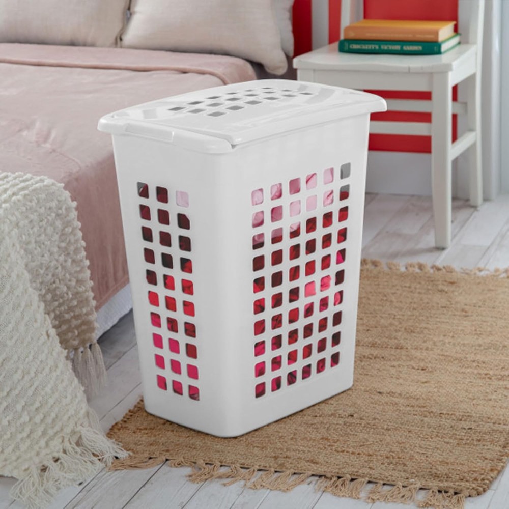 Rectangular LiftTop Laundry Hamper W/ Lid Handles to Easily Carry Clothes
