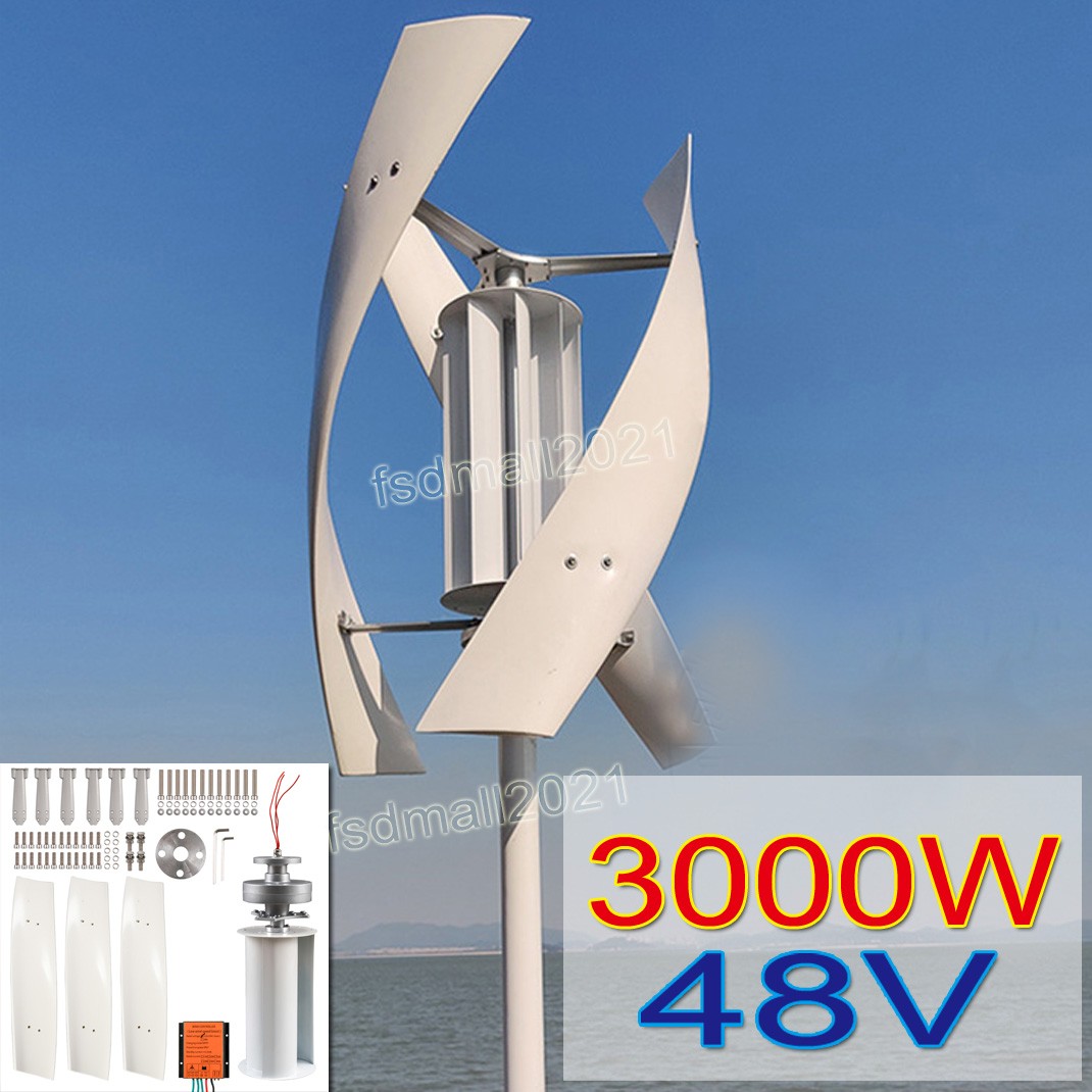 Vertical Axis Wind Turbine Generator 3000W Power Windmill MPPT Controller 48V DC