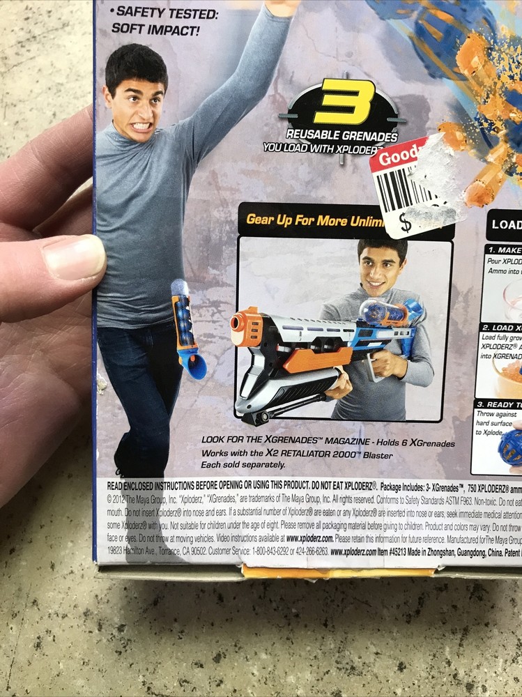 Xploderz Xgrenades 3 Pack Of Reusable Grenades Unopened with 750 xploderz rounds