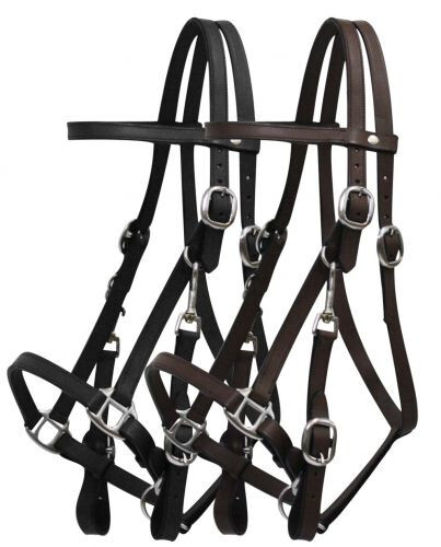 Leather Halter Bridle Combination w/ 7' Leather Split Reins