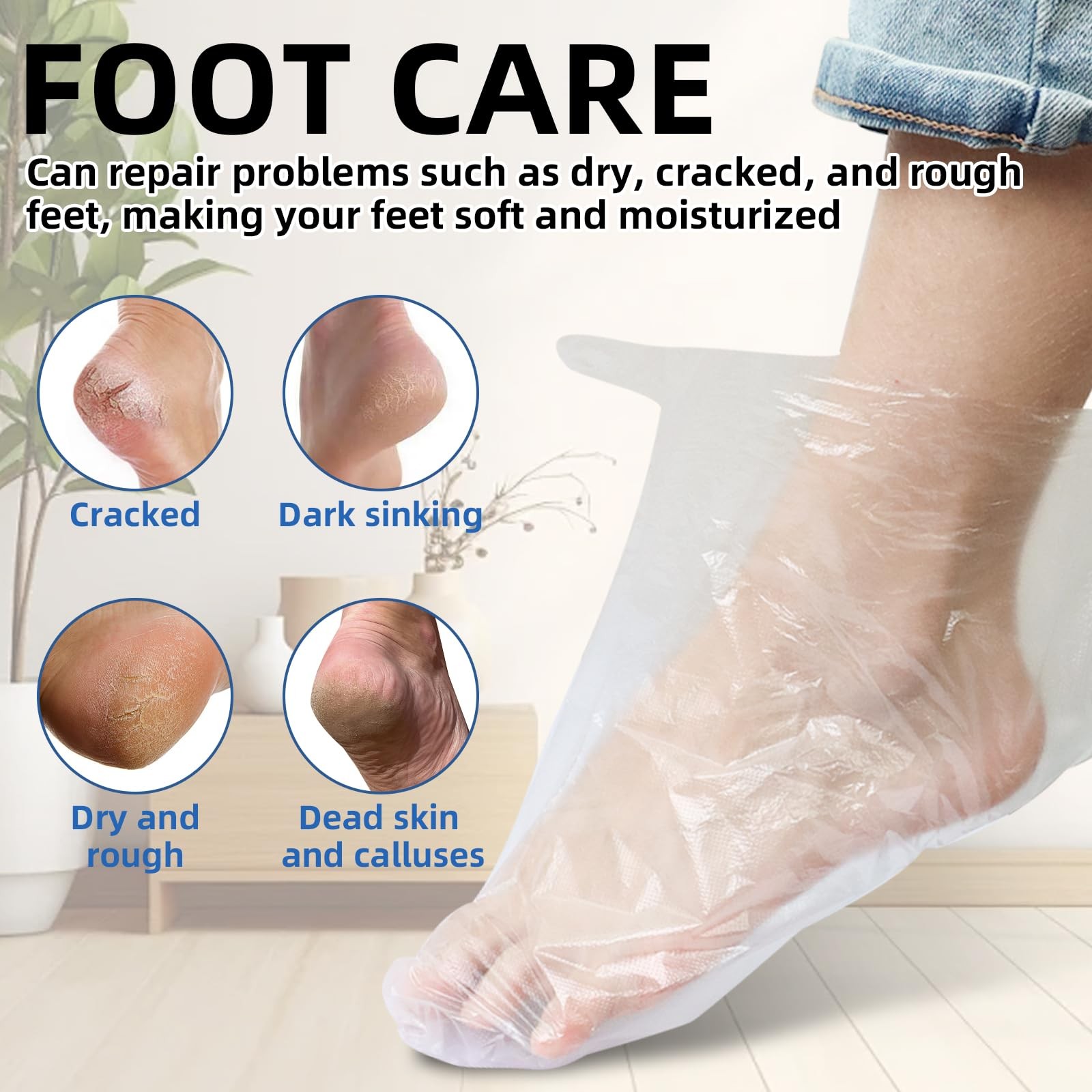 200Pcs Disposable Foot Covers for Feet with 240 Snug Closure Transparent