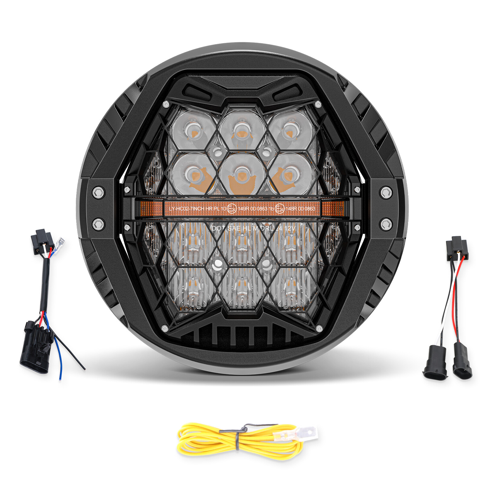 7'' LED Halo Headlight Hi-Low Projector Beam Sealed For Harley Street Glide FLHX