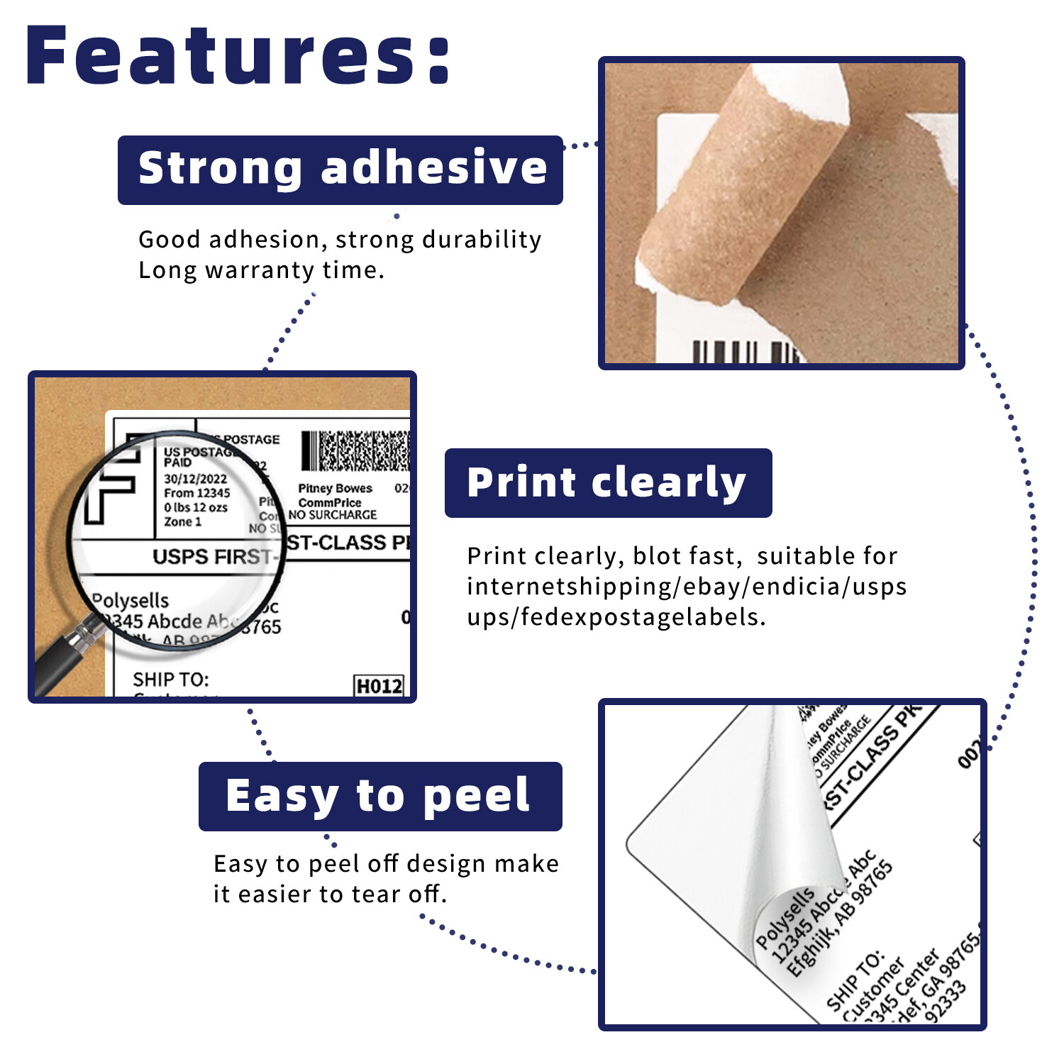 Shipping Labels 8.5x5.5 half sheet Self Adhesive 2 Per Sheet POLYSELLS