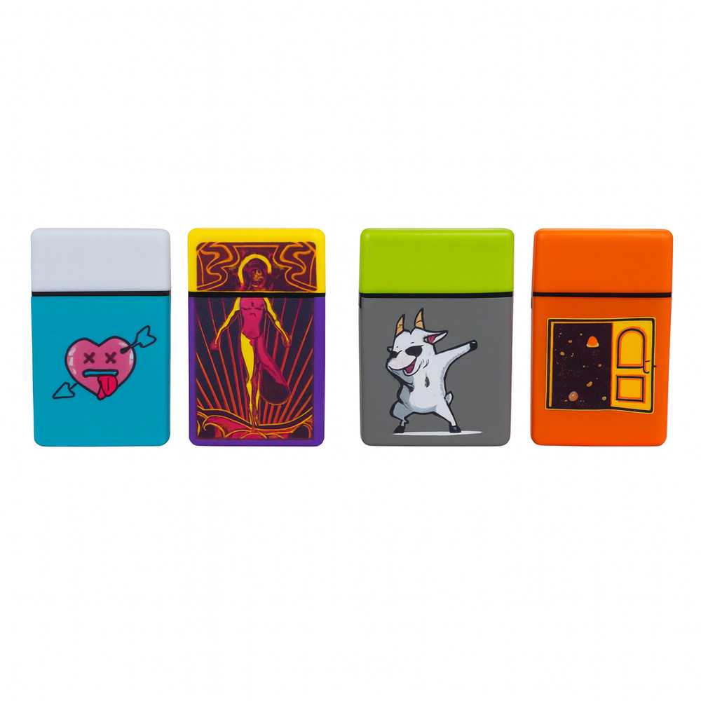 Zengaz Jet Torch Lighter – (4CT) | Mixed Colors & Designs | Refillable
