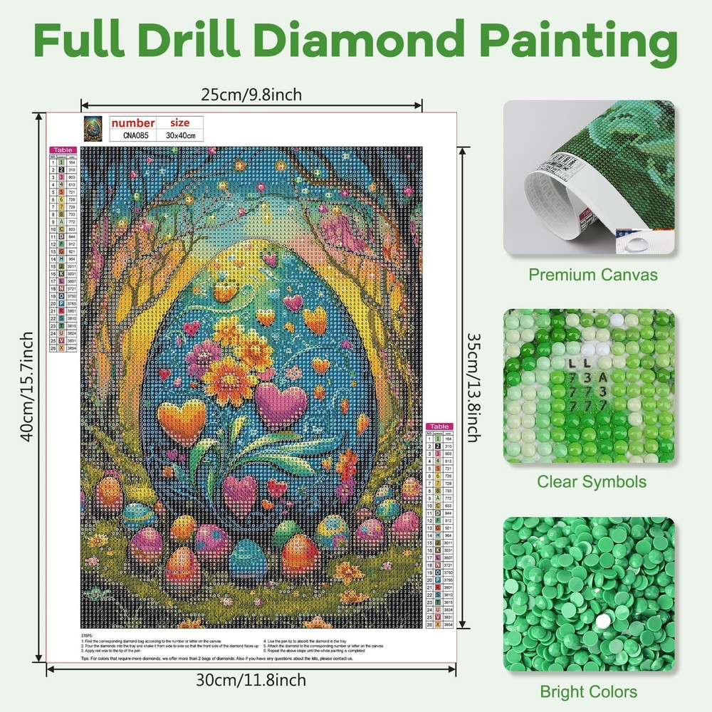 NAIMOER Easter Eggs Diamond Art Kits for Adults Beginner, 5D
