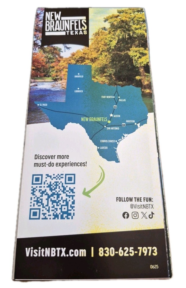 New Braunfels Texas Attractions Guide Travel Foldable Map