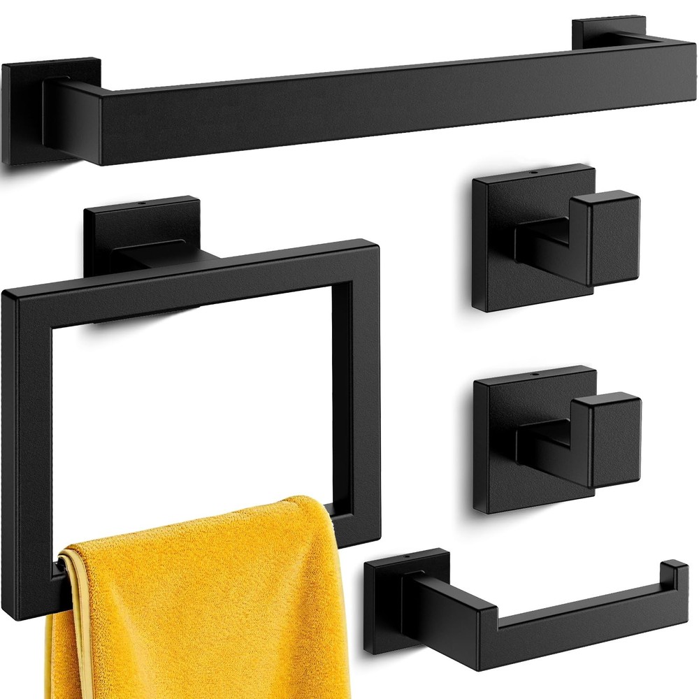 5-Pieces Bathroom Hardware Set & Accessories, Rustproof Towel Racks for Bathr...