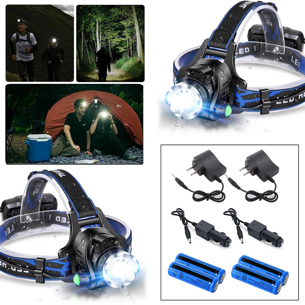 2PACK Super Bright LED Headlamp Rechargeable Headlight Head Lamp Flashlight HOT