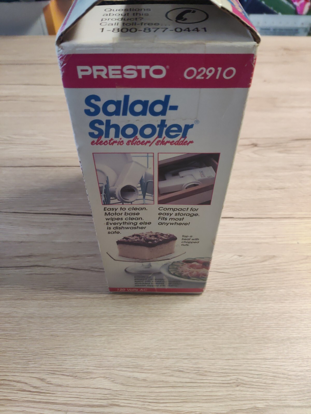 Presto 02910 Salad Shooter Electric Food Slicer Shredder New Open Box