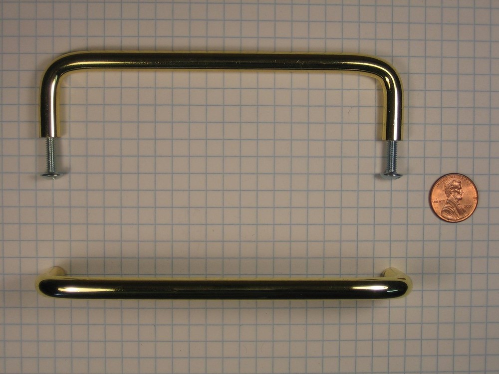 FERUM #PB1485-(POLISHED BRASS) WIRE PULL, SOLID BRASS,  5" CENTER-TO-CENTER