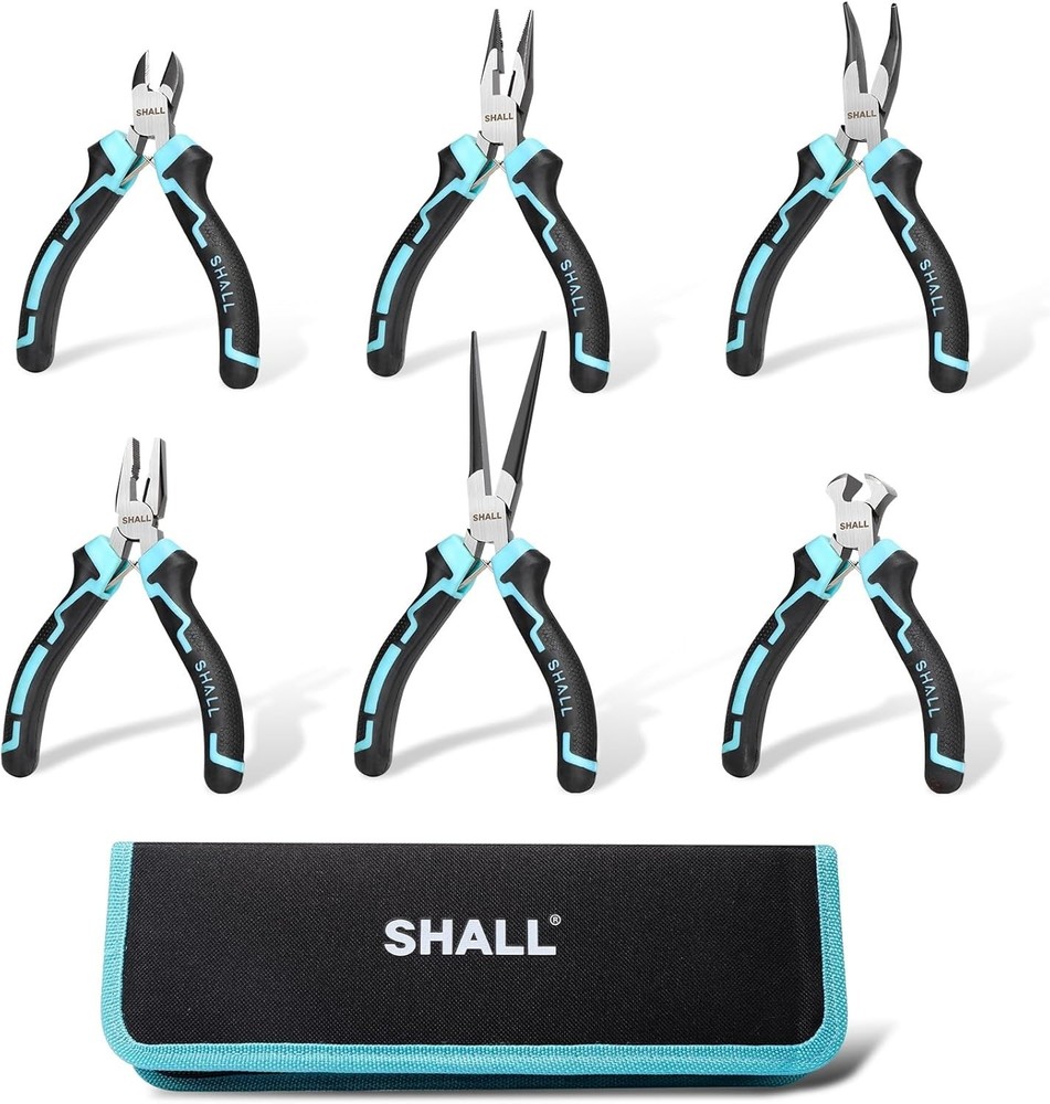 Mini Pliers Set, 6-Piece Small Pliers Tool Set Includes Needle Nose, Long