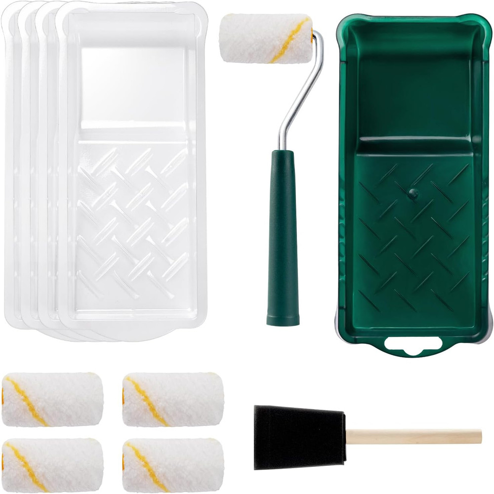 Paint Roller Kit, 12 Pack, 2 Inch Mini Paint Rollers, Small Paint Tray Liners, M